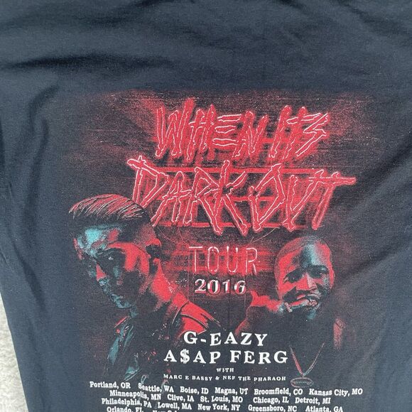 G Eazy Tour Shirt 2016 Mens Medium Black Graphic Tee A$AP Ferg Short Sleeve - Picture 11 of 11